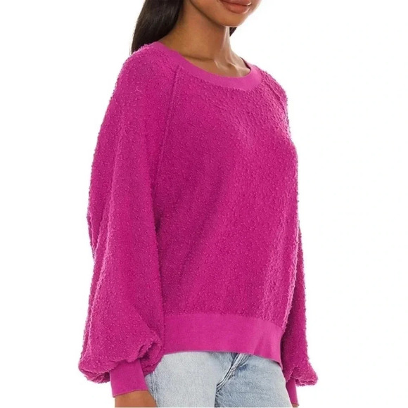 Free People Found My Friend Pullover Pink Fuzzy Soft Crewneck Sweatshirt Small - Picture 2 of 13